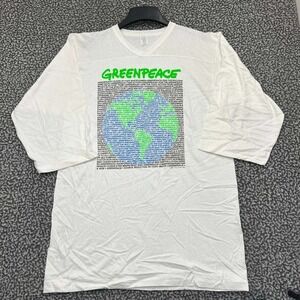 Vintage Greenpeace‎ Earth Nature Shirt Men Large White 3/4 Sleeve Deadstock New